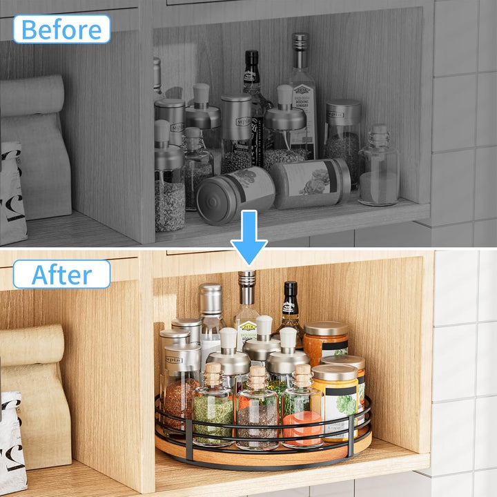 Lazy Susan Drehteller-Organizer aus Holz, rund, für Schrank, Küche, Arbeitsplatte, Speisekammer, Ess