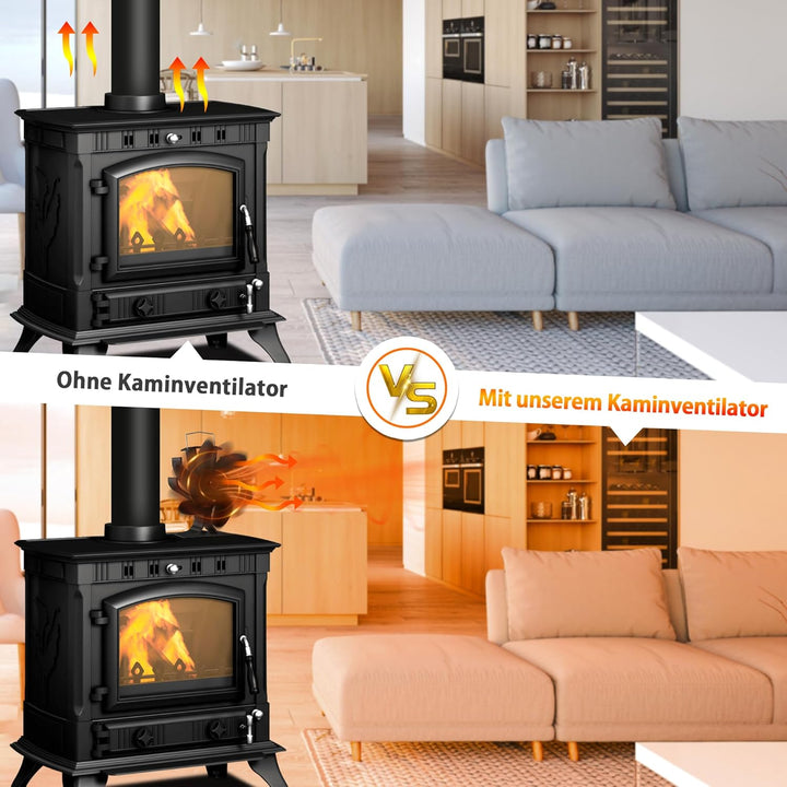 Signstek Ofenventilator, wärmebetriebener Kaminventilator mit 6 Blätter, leise Wärmezirkulation, Hol