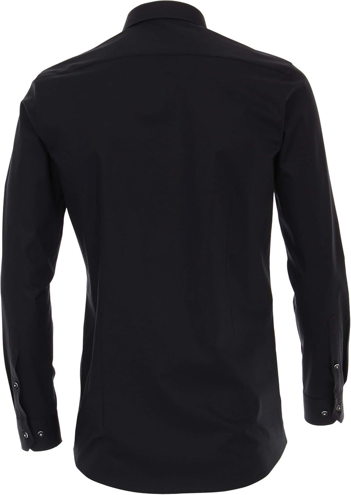 Venti Herren Chambray Hemd uninah Body Fit 38 Schwarz (Schwarz 800), 38 Schwarz (Schwarz 800)