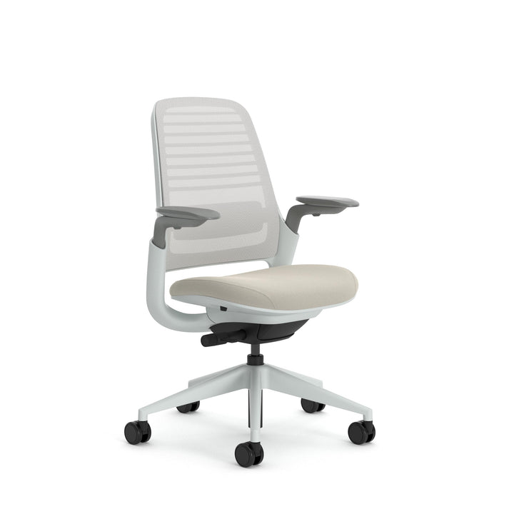 Steelcase Series 1 Ergonomischer Bürostuhl mit LiveBack Lumbalstütze und 4D-Armlehnen Beige Beige Oh