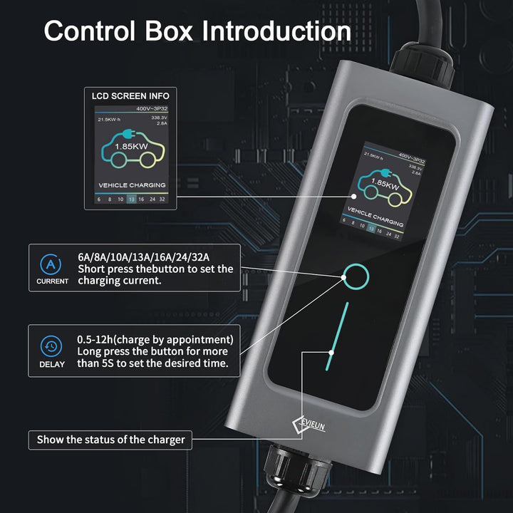 EVIEUN EV Ladekabel Typ 2 7,2 kW 1-Phasen 6-32 A 5M, EV-Ladegerät Ladekabel CEE auf Typ 2 mit Allen