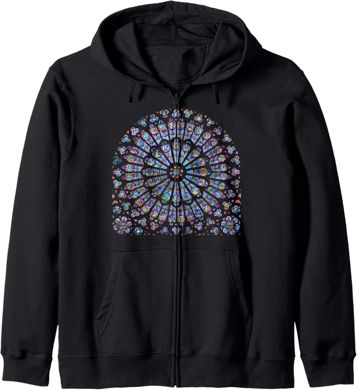 Notre Dame Glasmalerei Rosetta Fenster Kapuzenjacke