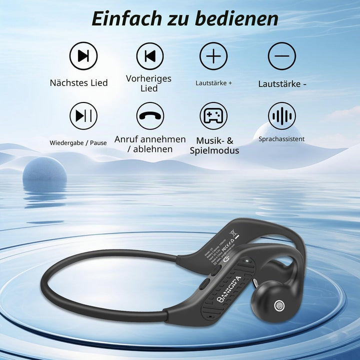 BANIGIPA Open Ear Kopfhörer, Bluetooth 5.3 Headset mit eingebauten Mikrofonen für Büro und Arbeit, l