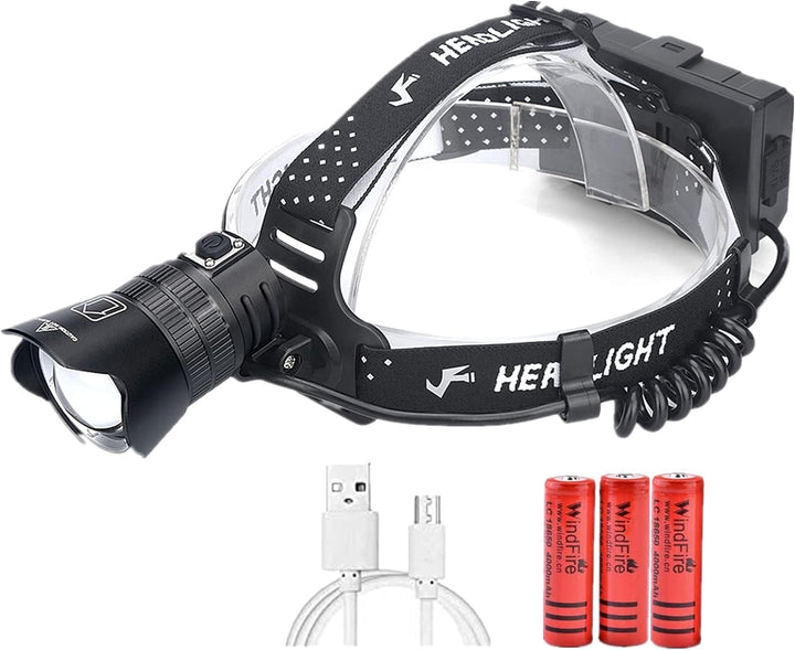 WINDFIRE XHP99 Stirnlampe USB wiederaufladbar, 80000 Lumen Bewegungssensor Superhelle Hochleistungs-