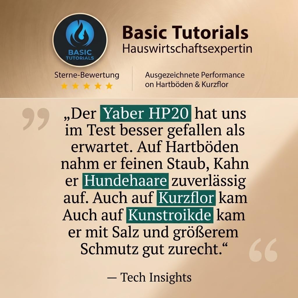 HP20 Akku Staubsauger, TÜV Getestet 180AW, H13 HEPA, Grünes LED Braun &amp; Gold, Braun &amp; Gold