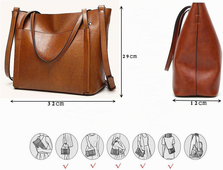 Coolives Damen Gross Shopper Tasche aus PU-Leder mit Schulterriemen Schultertasche Umhängetasche Eim