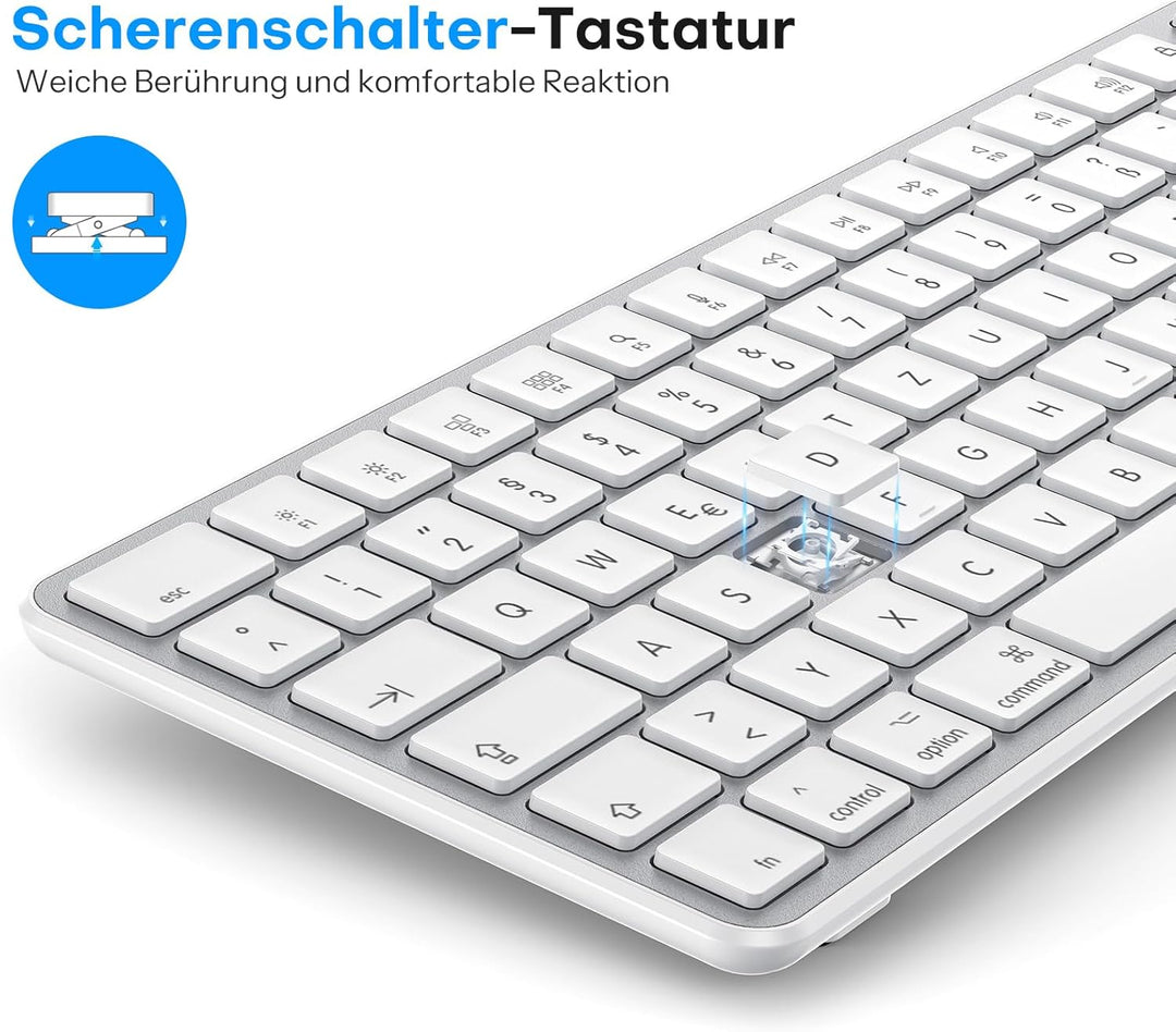 OMOTON Mac Tastatur Maus Set Kabellose für MacBook Air/Pro/iMac/iMac Pro/Mac mini, Bluetooth Funktas