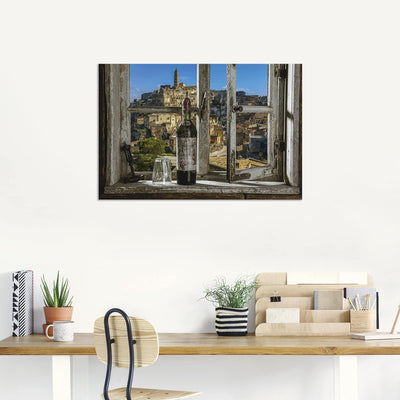 ARTland Wandbild Alu Verbundplatte für Innen & Outdoor Bild 60x40 cm Fensterblick Stadt Italien Wein