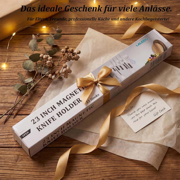 Magnetleiste Messer 59 CM - Starker Magnetischer Messerhalter mit Klebeband/Schrauben/ 15 Haken - Ed