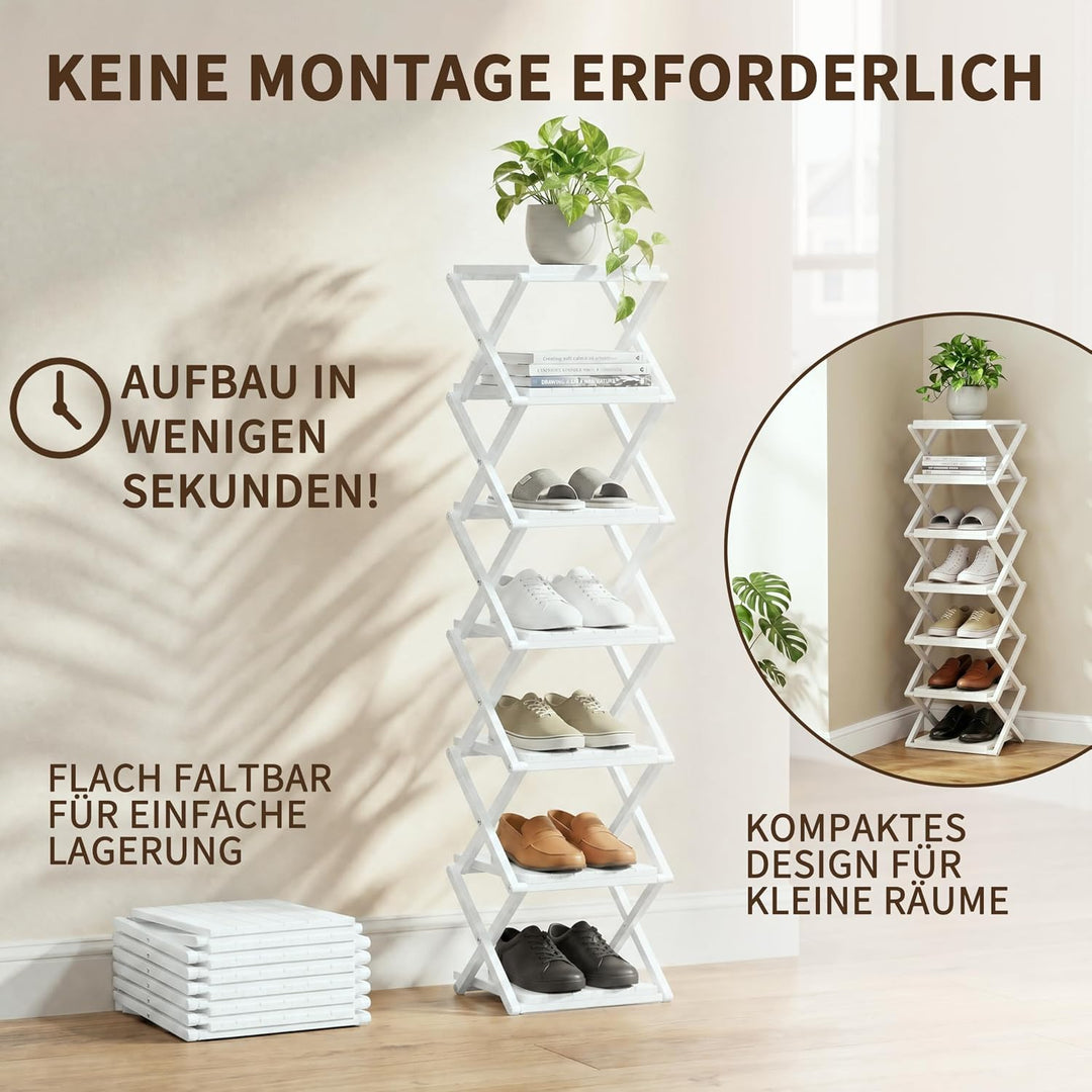 schmales Schuhregal, Ohne Installation, klappbarer Schuhhalter, Tragbare Holz Schuhregale, platzspar