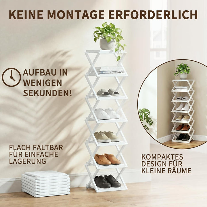 schmales Schuhregal, Ohne Installation, klappbarer Schuhhalter, Tragbare Holz Schuhregale, platzspar