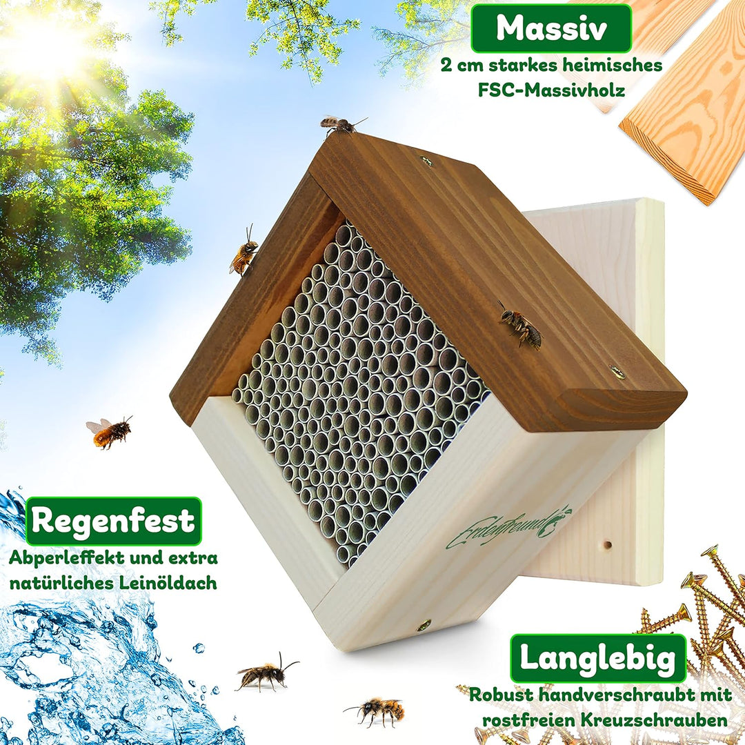 ERDENFREUND® Wildbienenhotel regenfeste Graspapier Nisthülsen 5-8 mm für mehrere Arten Insektenhotel