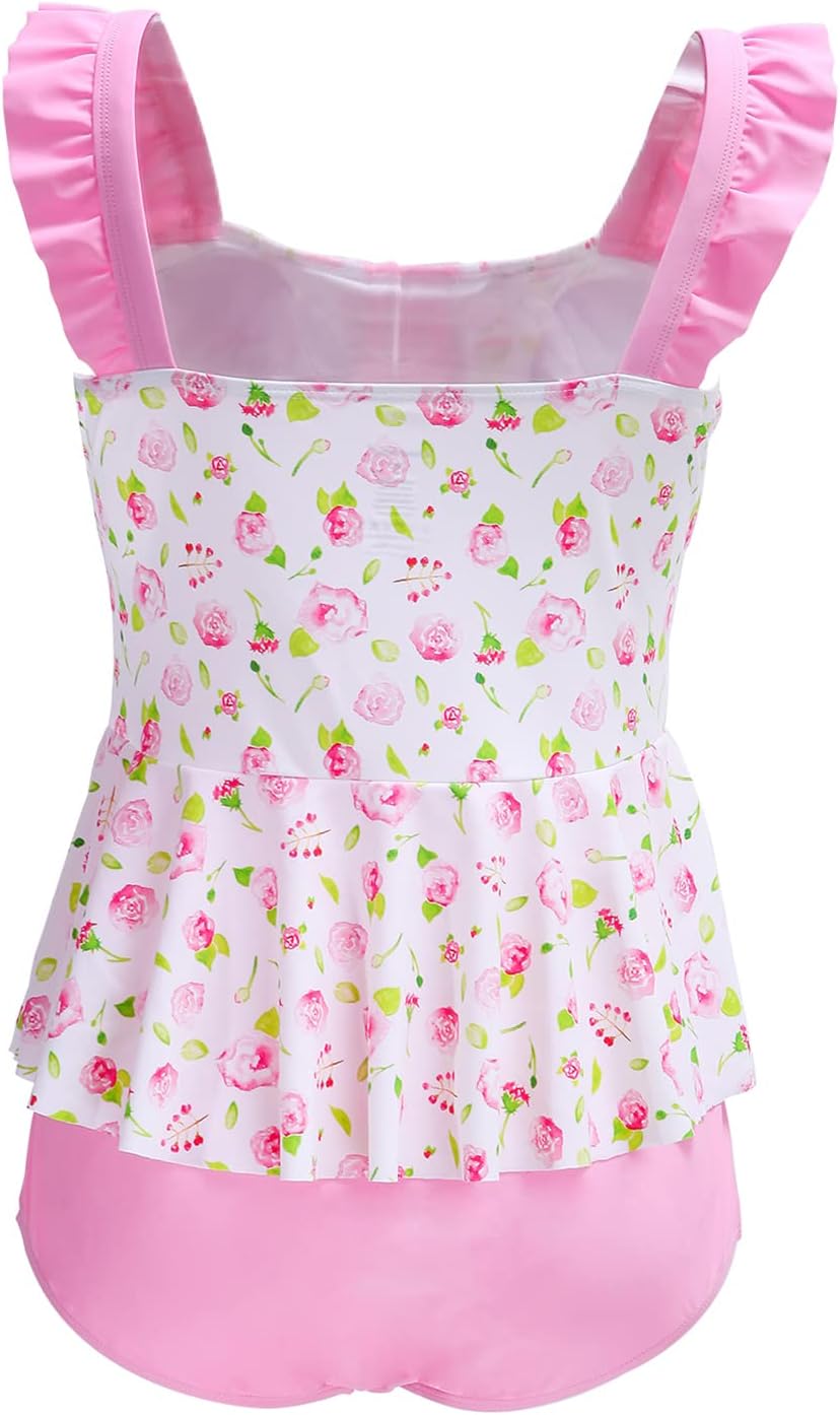 LittleForBig bescheidene Kawaii eine Stück Badebekleidung Badeanzug – Retro Rose Rosa M
