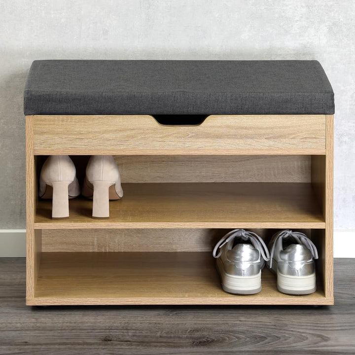 Kesper Schuhschrank mit Sitzkissen, Material: Faserplatte, Masse: B60 x H45 cm x L30 cm, Farbe: Brau