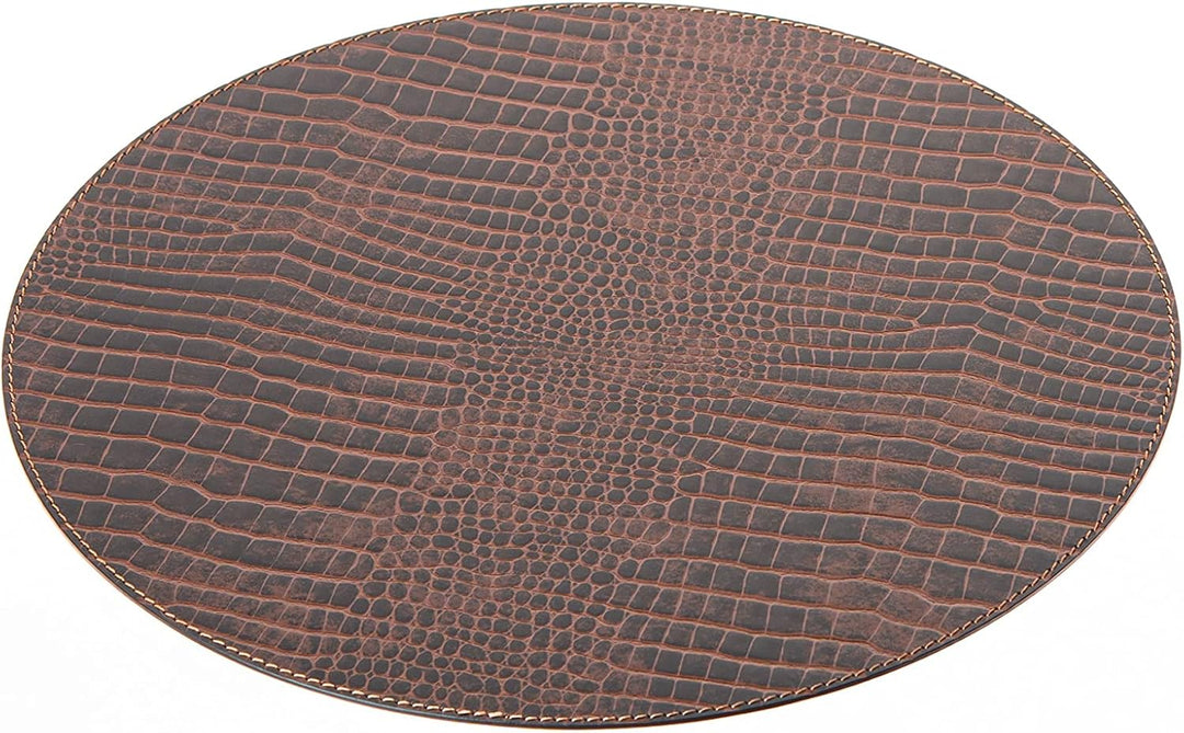 Nikalaz Rund Platzsets und Untersetzer aus recyceltem Leder, 4 Stück Platzdeckchen 33 cm und 4 Unter