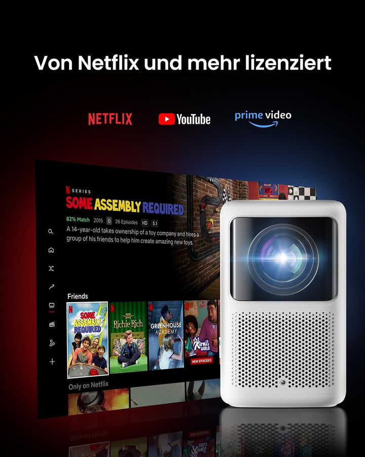 Dangbei Mini Beamer, Netflix offiziell lizenziert, 1080P Full HD, 400 ISO Lumen, 2*6W Lautsprecher,