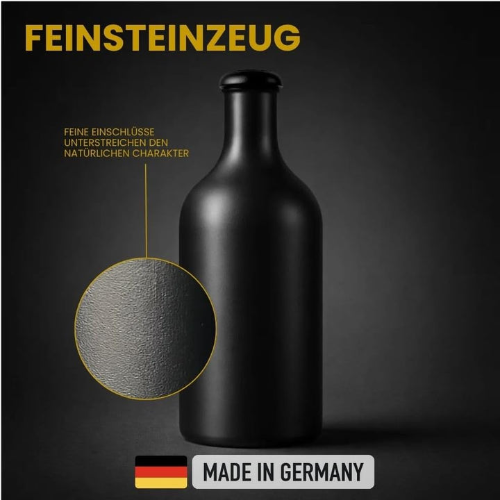 2 x Ölflasche Ölspender 500 ml Keramik schwarz mit Ausgiesser Made in Germany