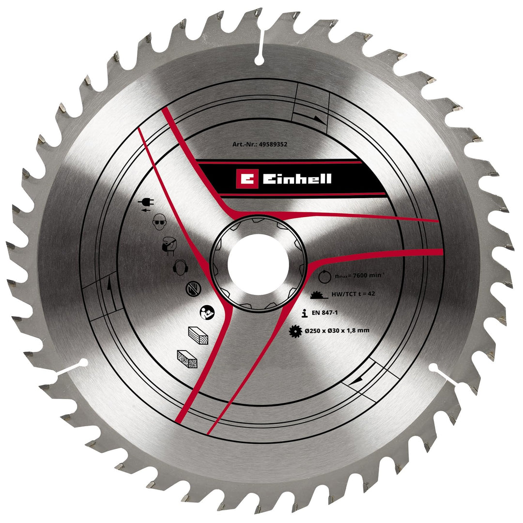 kwb by Einhell HM-Sägeblatt (Ø 250 x 30 mm, 42 Zähne, passend für diverse Einhell Tischkreissägen, Z