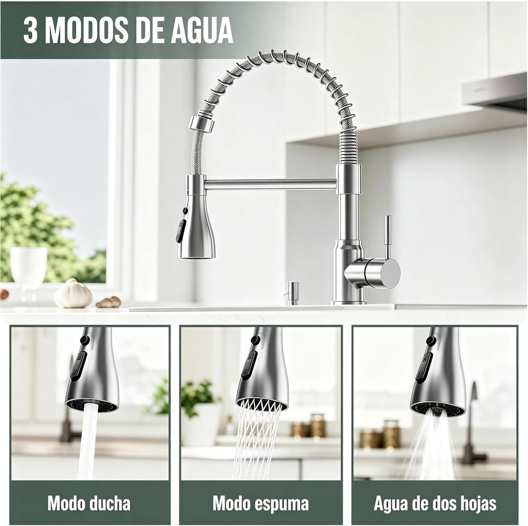 Einhebel-Küchenarmatur aus Edelstahl (Grohe-Style), Hochglanz-Chrom-Oberfläche (Silber) – inkl. Mont