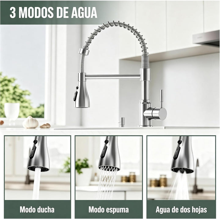 Einhebel-Küchenarmatur aus Edelstahl (Grohe-Style), Hochglanz-Chrom-Oberfläche (Silber) – inkl. Mont