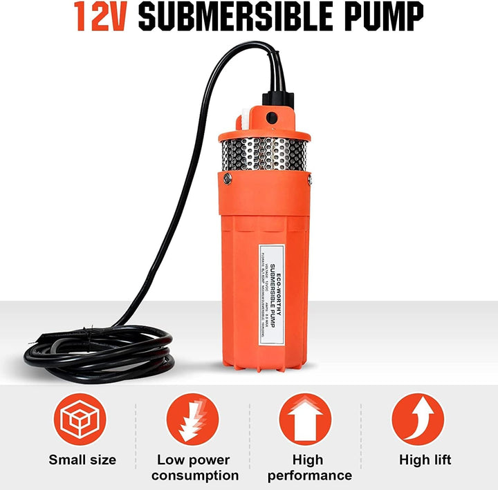 DCHOUSE 12V Tauch Pumpe, 1,6 GPM Wasser Pumpe mit Grossem Durchfluss, Solarbetriebene Hochförderpump