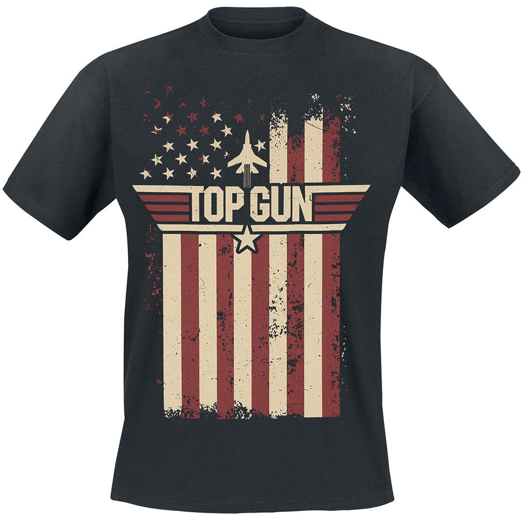 Top Gun Flag Männer T-Shirt schwarz XXL 100% Baumwolle Fan-Merch, Filme