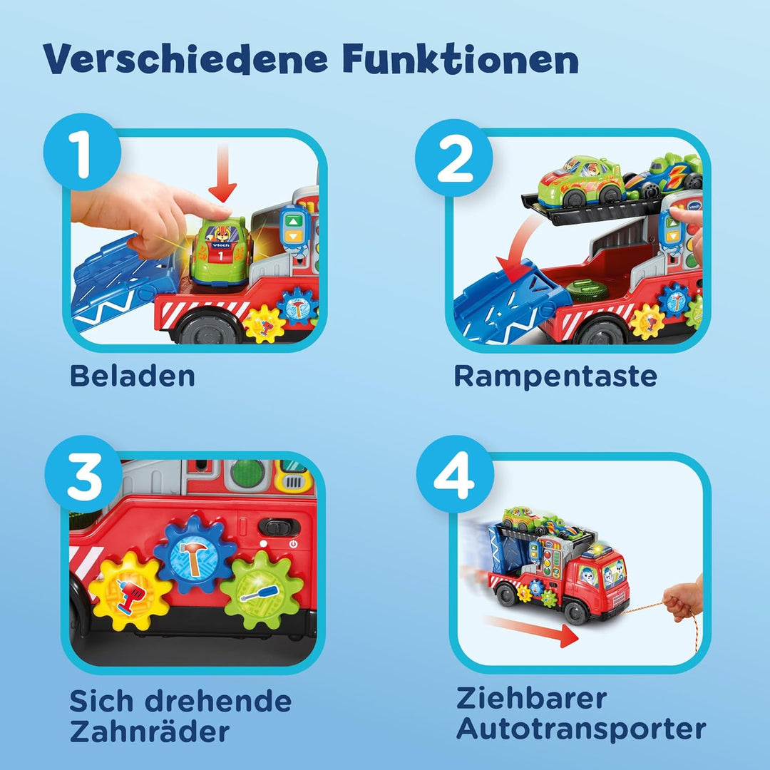Vtech Baby - Babys Autotransporter – Interaktiver Abschleppwagen, der Musik, Sätze und Geräusche abs