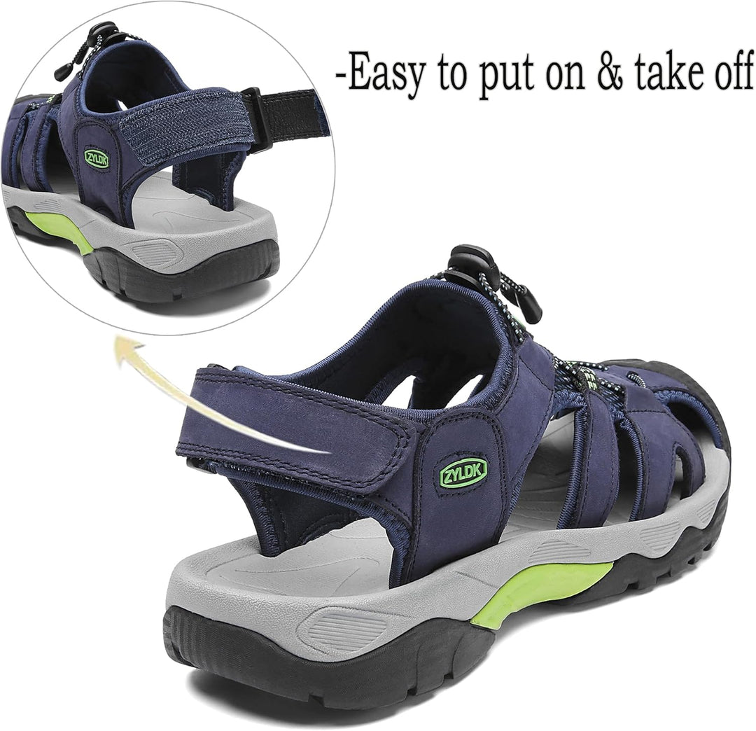 Sandalen Herren Leder Strand Wandersandale Trekkingsandalen Outdoorschuhe Sommer Freizeitschuhe Wand
