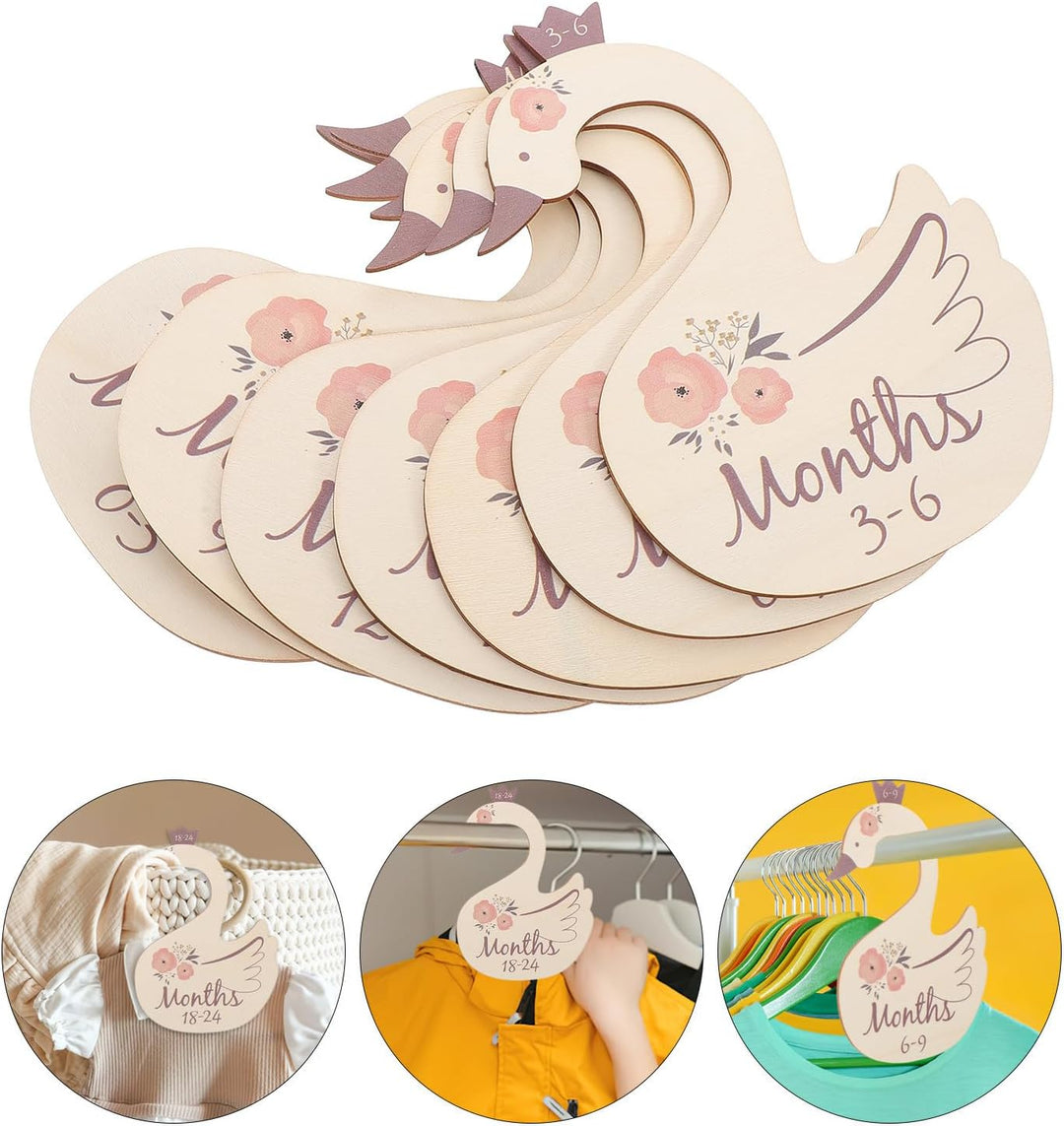 Yardwe 7 Stück Babykleiderschrank Trennwände Schwan Design mit UV Druck Eleganter Kleidertrenner für