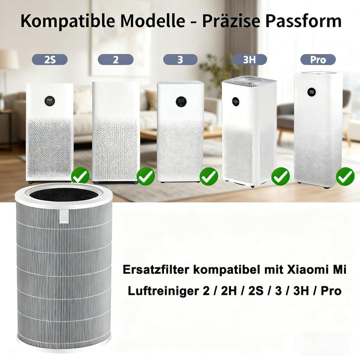 2H Ersatzfilter Kompatibel mit Xiaomi Mi 2 / 2H / 2S / 3 / 3H / Pro Luftreiniger, 3-in-1 Ersatz H13