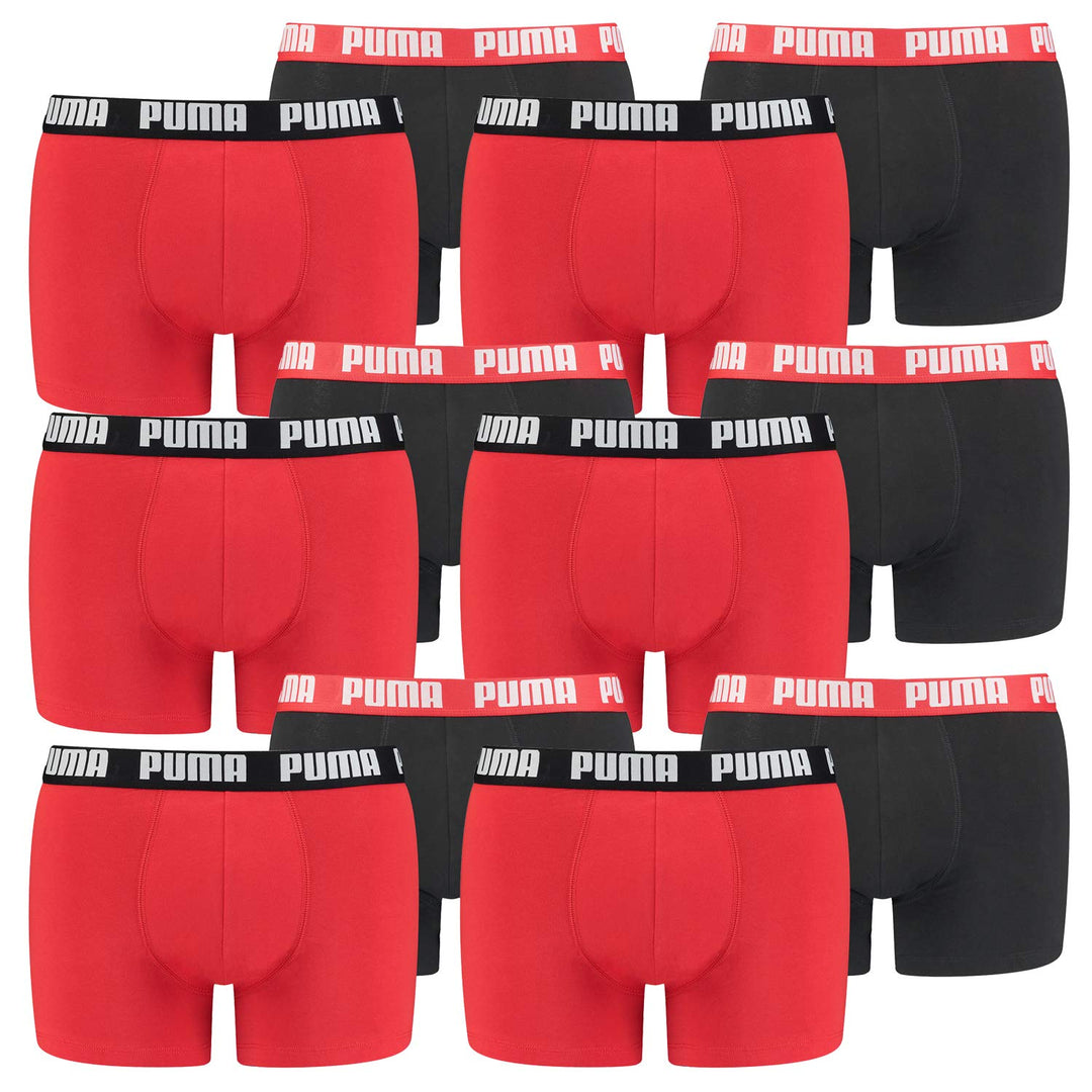 PUMA 12 er Pack Boxer Boxershorts Men Herren Unterhose Pant Unterwäsche (Neu Redblack/Redblack, S)