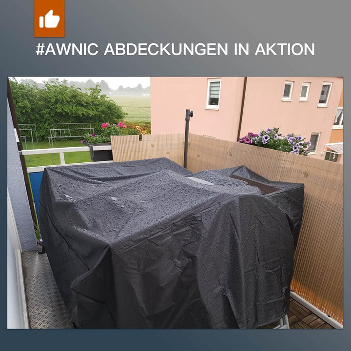 Awnic Abdeckplane Gartenmöbel Schutzhülle Wasserdicht Winterfest Rechteck 420D Oxford-Gewebe 245x145