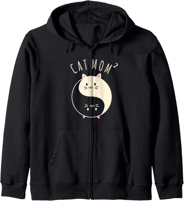 zweifache Katzenmama Yoga Frau mit Katze für Katzenbesitzer Kapuzenjacke