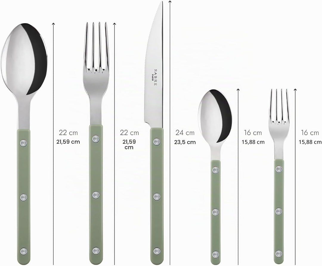 SABRE PARIS - Tafelbesteck, 5-teilig - Bistrot - Messer, Gabel, Esslöffel, Teelöffel &amp; Kuchengabel -