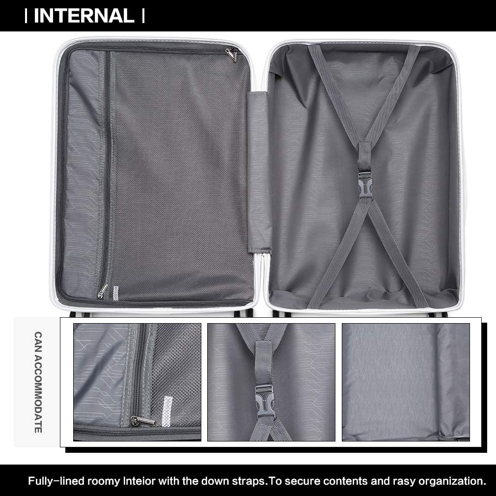 KONO Zwillingsrollen Reisekoffer TSA-Schloss 65cm Trolley Koffer Polypropylen Hartschale Rollkoffer 