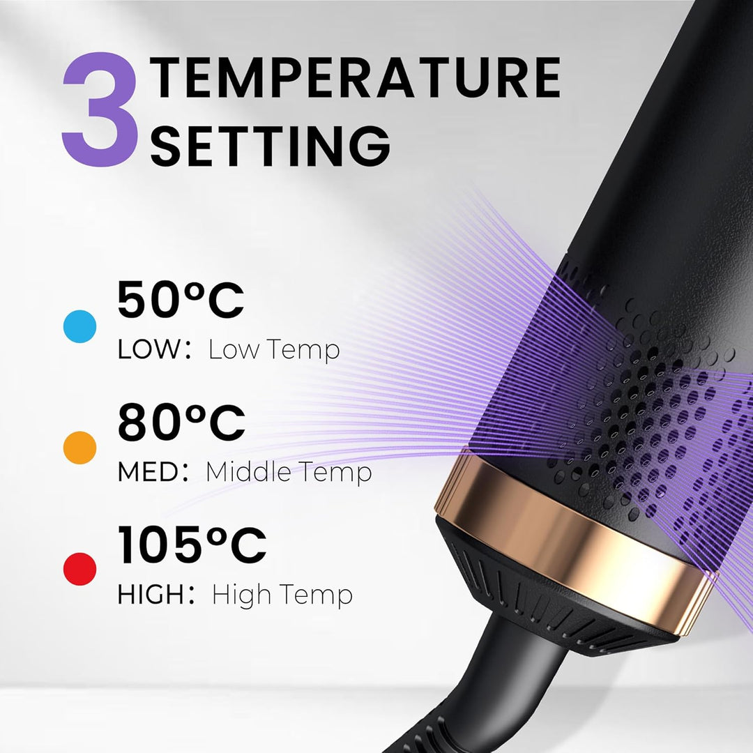 5 in 1 Hairstyler Rundbürstenföhn Haartrockner,1000w Airstyler Lockenstab mit Luft, 3 Temperaturrege