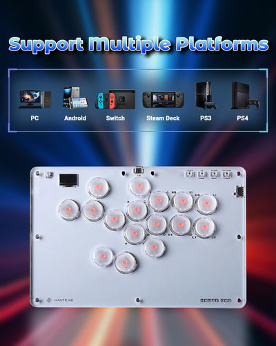 Arcade Stick, T16 Arcade Controller mit Turbo und benutzerdefiniertem RGB, Arcade Fight Stick für Sw