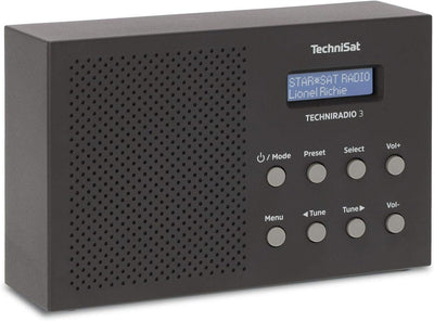 TechniSat TechniRadio 3 DAB Radio (DAB+, UKW, portabel, Radiowecker, Blockdesign) schwarz, Schwarz