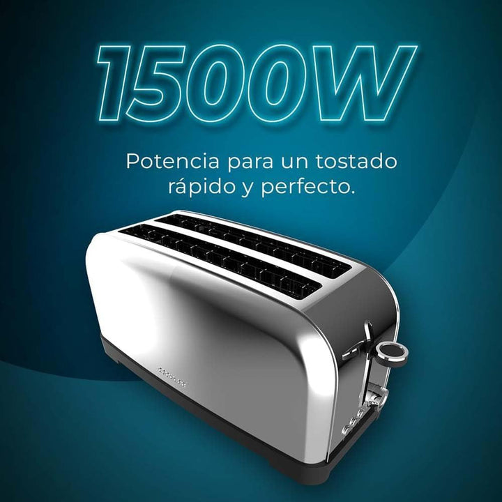 Cecotec Vertikaler Toaster Toastin' time 1500 Inox, 1500W, Doppelter langer und breiter Schlitz 3,8