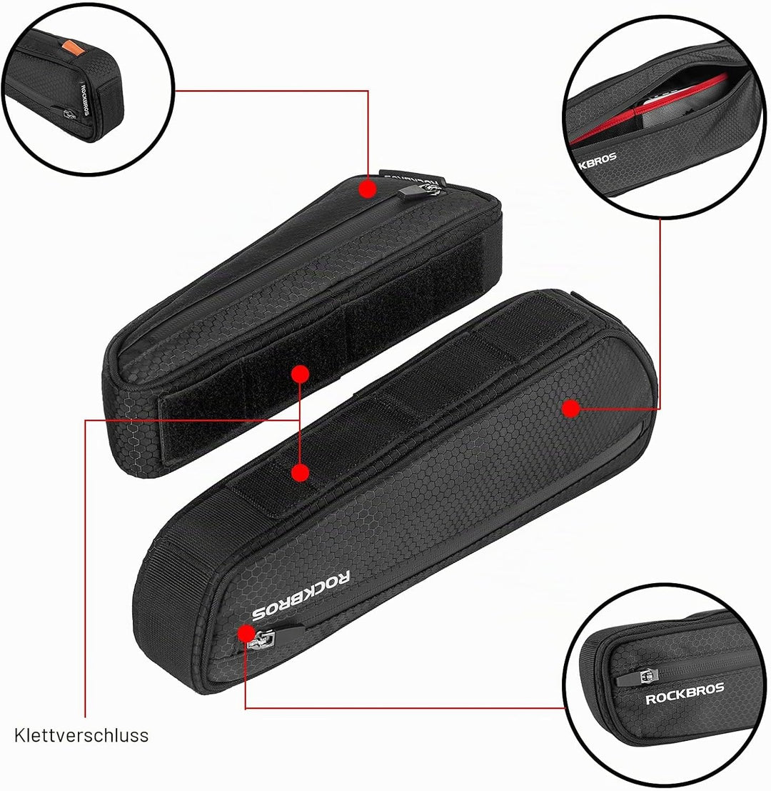 ROCKBROS Fahrradtasche Set, Fahrrad Lenkertasche + Rahmentasche, 2 in 1 Abnehmbare Dreiecktasche für