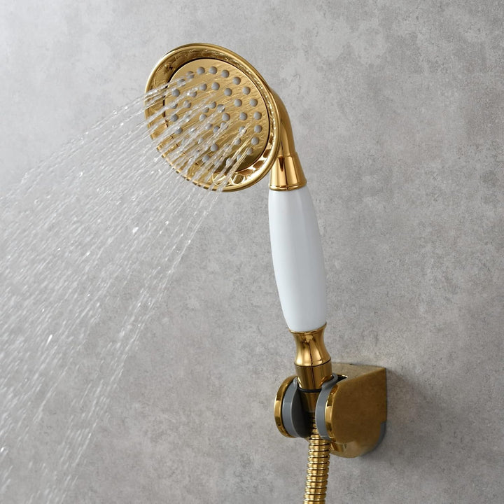 CIENCIA Duschkopf Messing Handbrause Hochdruck Duschbrause 1/2 zoll Gold Handbrause mit Schlauch und