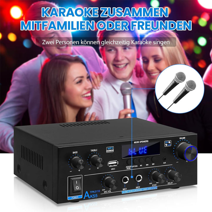 HiFi-Verstärker AK55 Bluetooth Stereo-Audioverstärker Receiver 2 Kanäle 70WX2 Max. 600W Digitale End