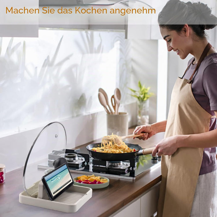 AIERSA Löffelablage mit Deckelhalter für Herdplatte (1 Pack), Spatel, Schöpflöffel, Topfdeckel, Uten