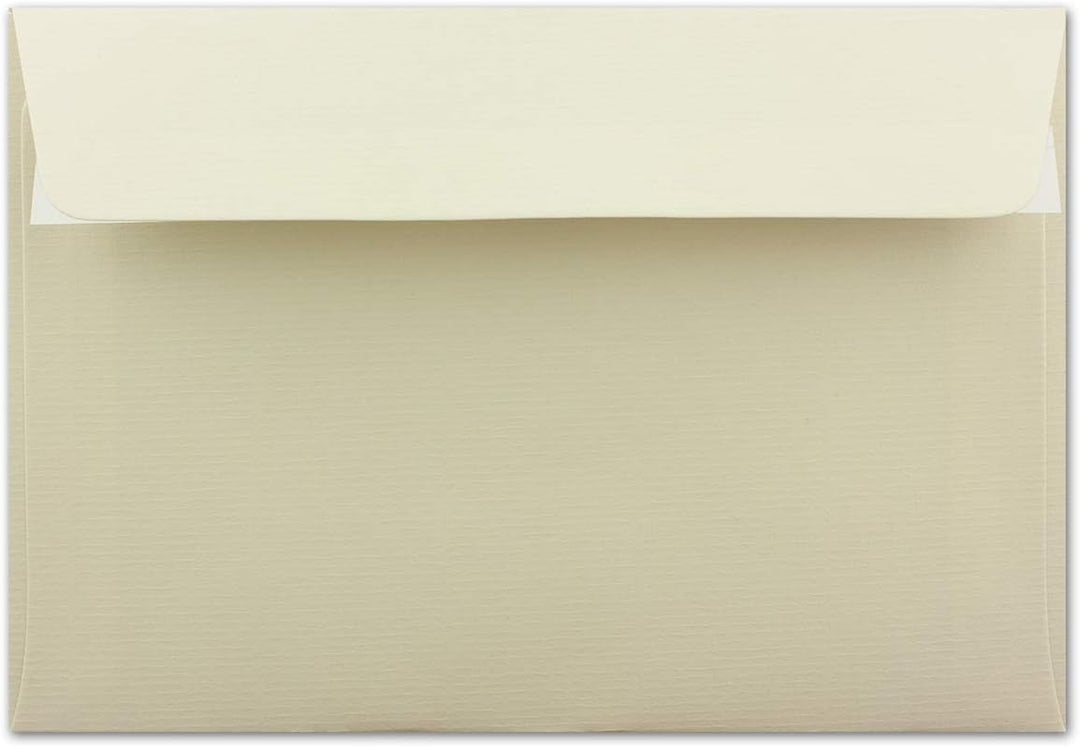 200 gerippte Briefumschläge DIN C6 Naturweiss - 11,4 x 16,2 cm - 100 g/m² Post-umschlag ohne Fenster