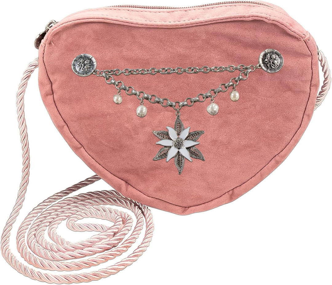 Alpenflüstern Herztasche Edelweiss-Charivari - Damen Trachtentasche in Herzform, Schultertasche fürs