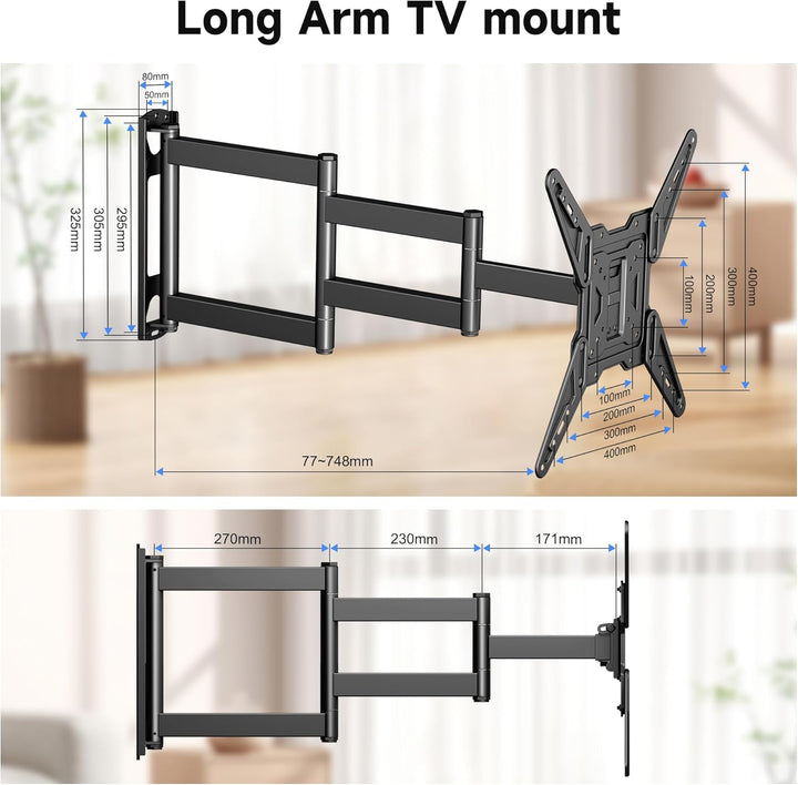 XINLEI TV Wandhalterung mit 748 mm Verlängerung für die meisten 23-65 Zoll grossen Flachbildschirme