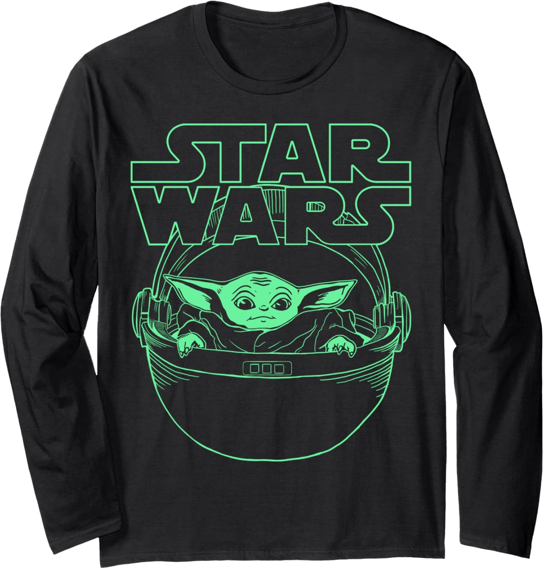 Star Wars The Mandalorian The Child Neon Line Art Langarmshirt