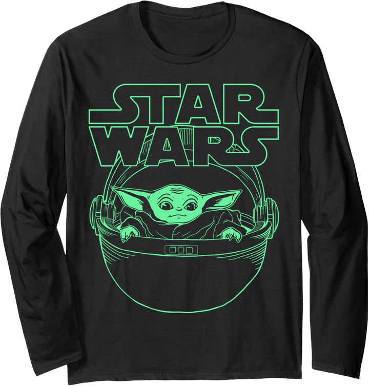 Star Wars The Mandalorian The Child Neon Line Art Langarmshirt