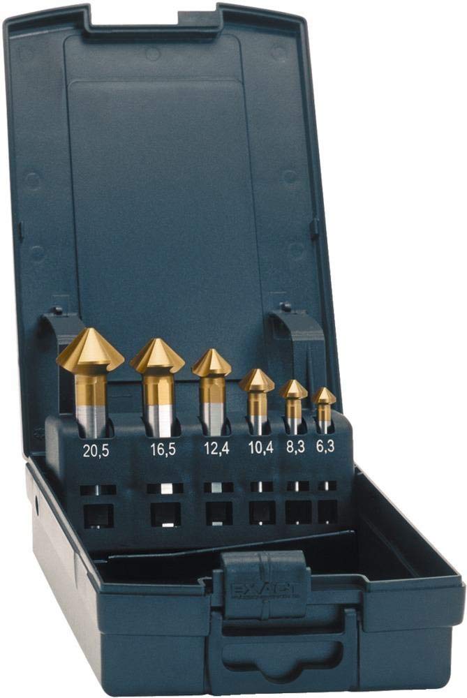 EXACT 50233 Advancedline Kegelsenker Set 90°, Ø 6,3-25,0mm, HSS, TIN-Beschichtung, Rotastop-Schaft,