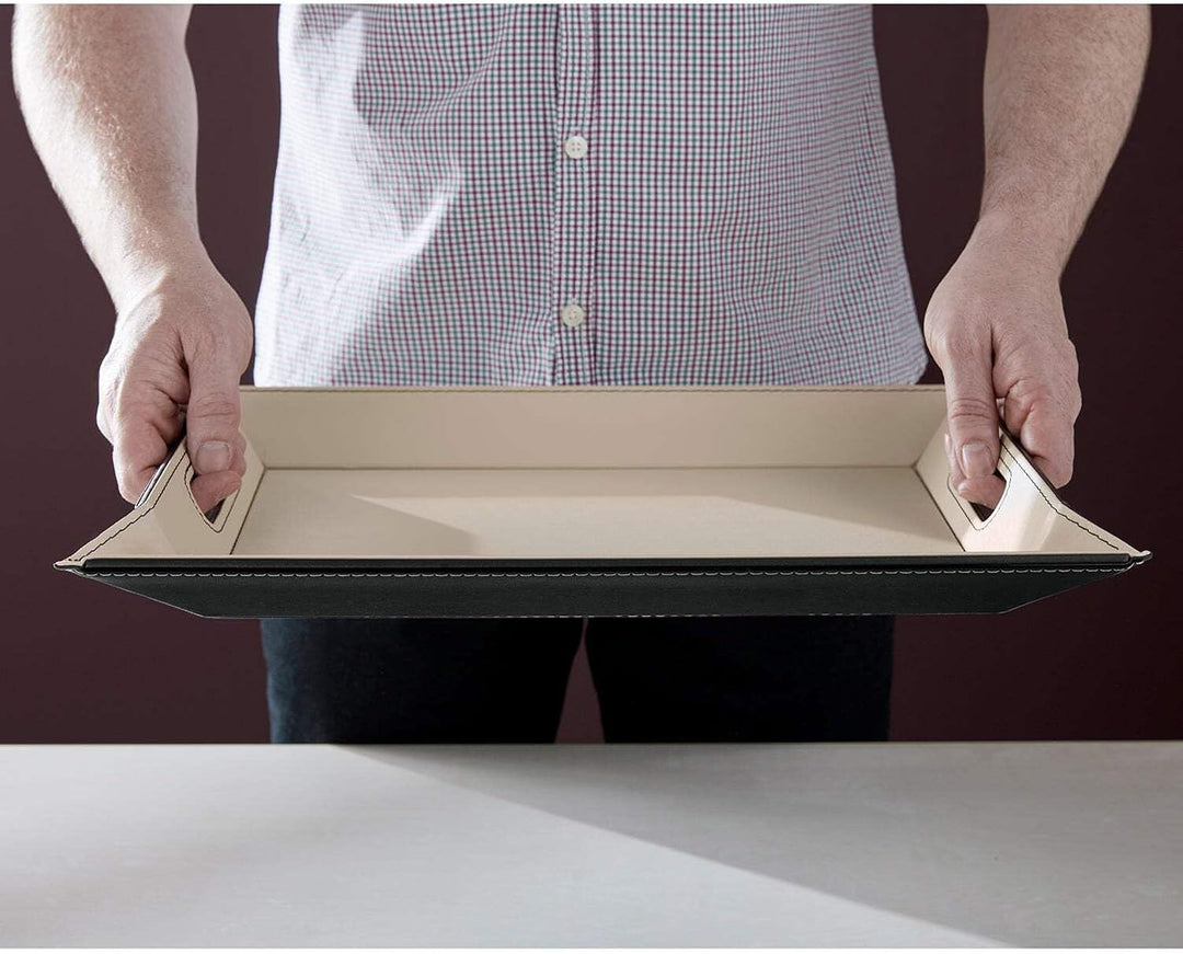 FREEFORM DUO - 2in1 wendbares Tablett & Tischset, schokobraun/cremefarben, Kunstleder, Masse: 55 x 4